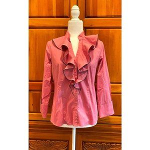 Bradley by Bradley Bayou Ruffle Blouse w/Black Zipper Trim - Size XS